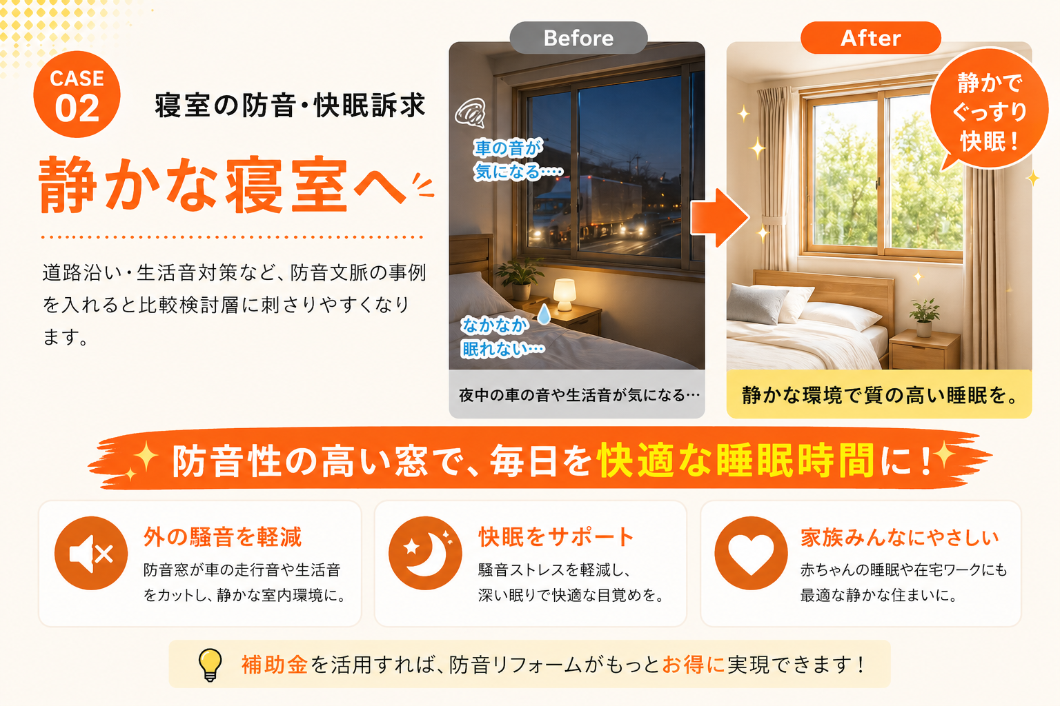 三郷市 寝室の内窓施工事例 静かな寝室へ 防音対策