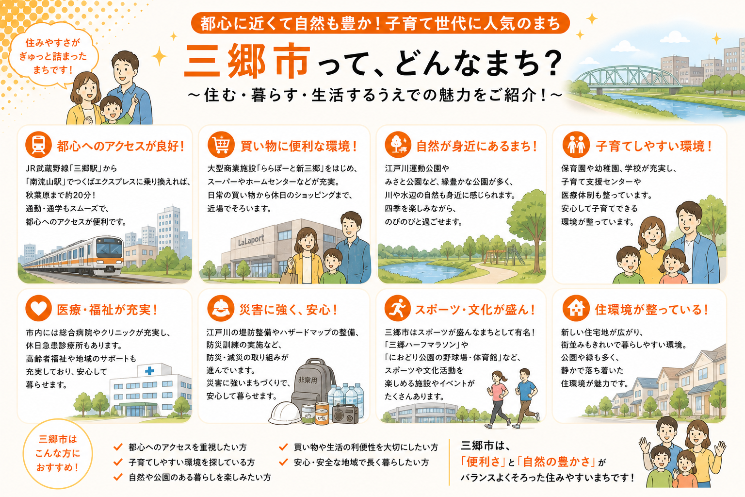 三郷市の内窓工事 三郷駅・新三郷駅・三郷中央駅 周辺の住宅対応エリアイメージ
