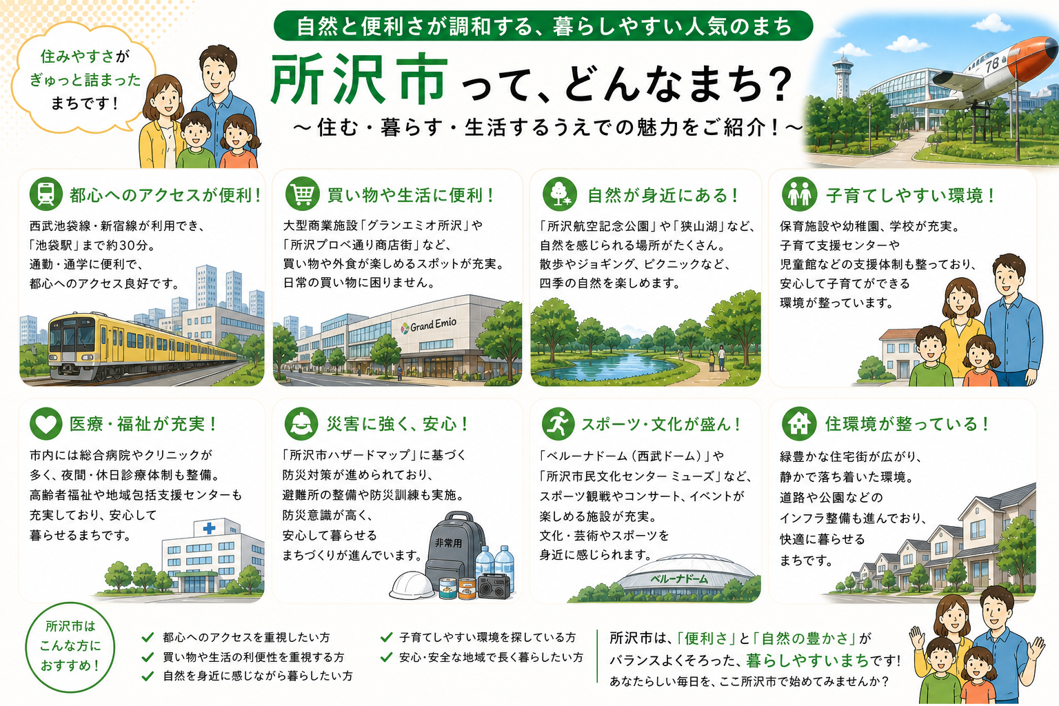 所沢市の内窓工事 所沢駅・新所沢駅・航空公園駅 周辺の住宅対応エリアイメージ