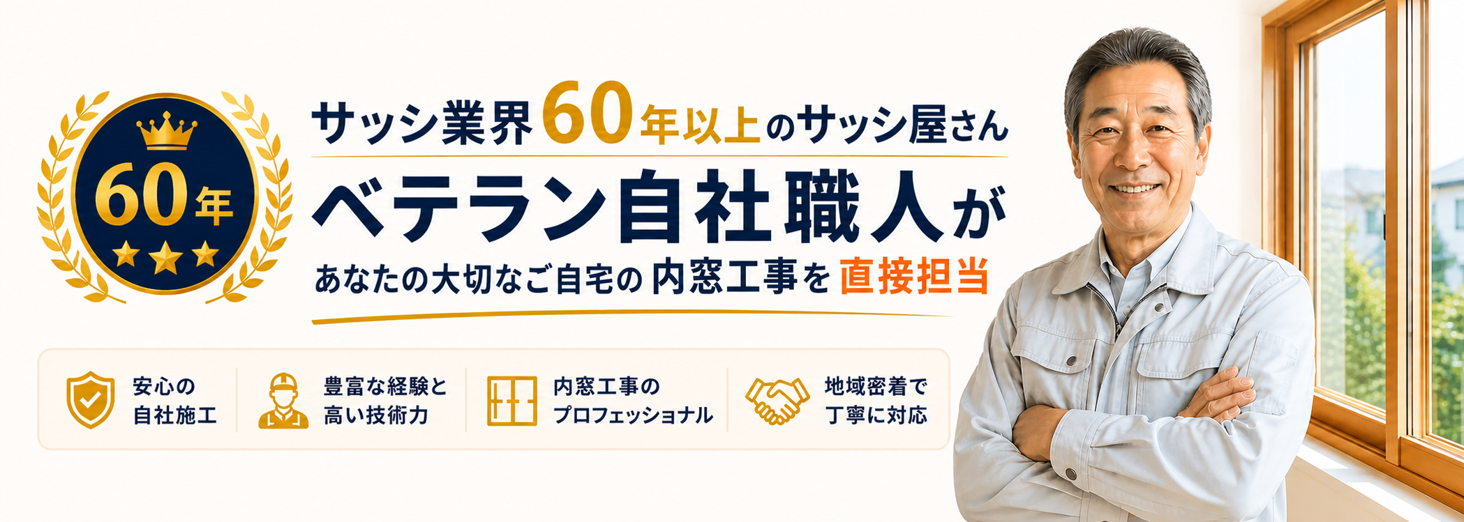 サッシ歴60年以上 ベテラン自社職人が三郷市の内窓工事を直接担当