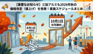 【重要なお知らせ】三協アルミも2026年秋の価格改定（値上げ）を発表！実施スケジュールまとめ エスワイエーエー