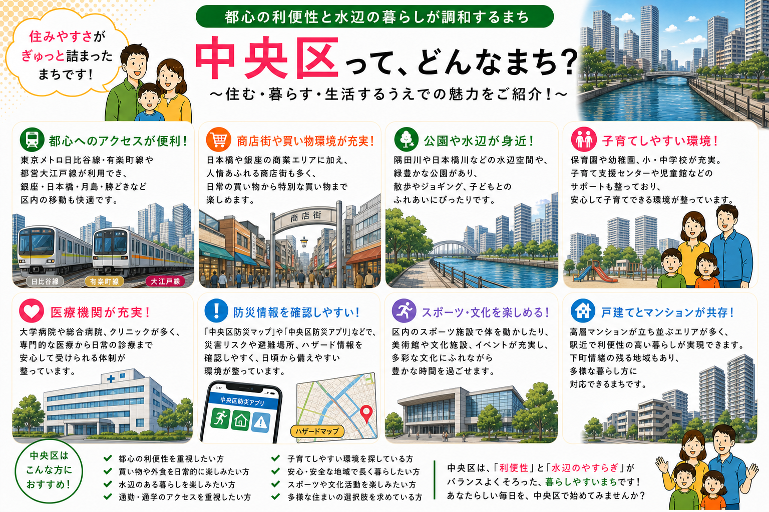 東京都中央区の内窓工事 銀座駅・日本橋駅 周辺の住宅対応エリアイメージ