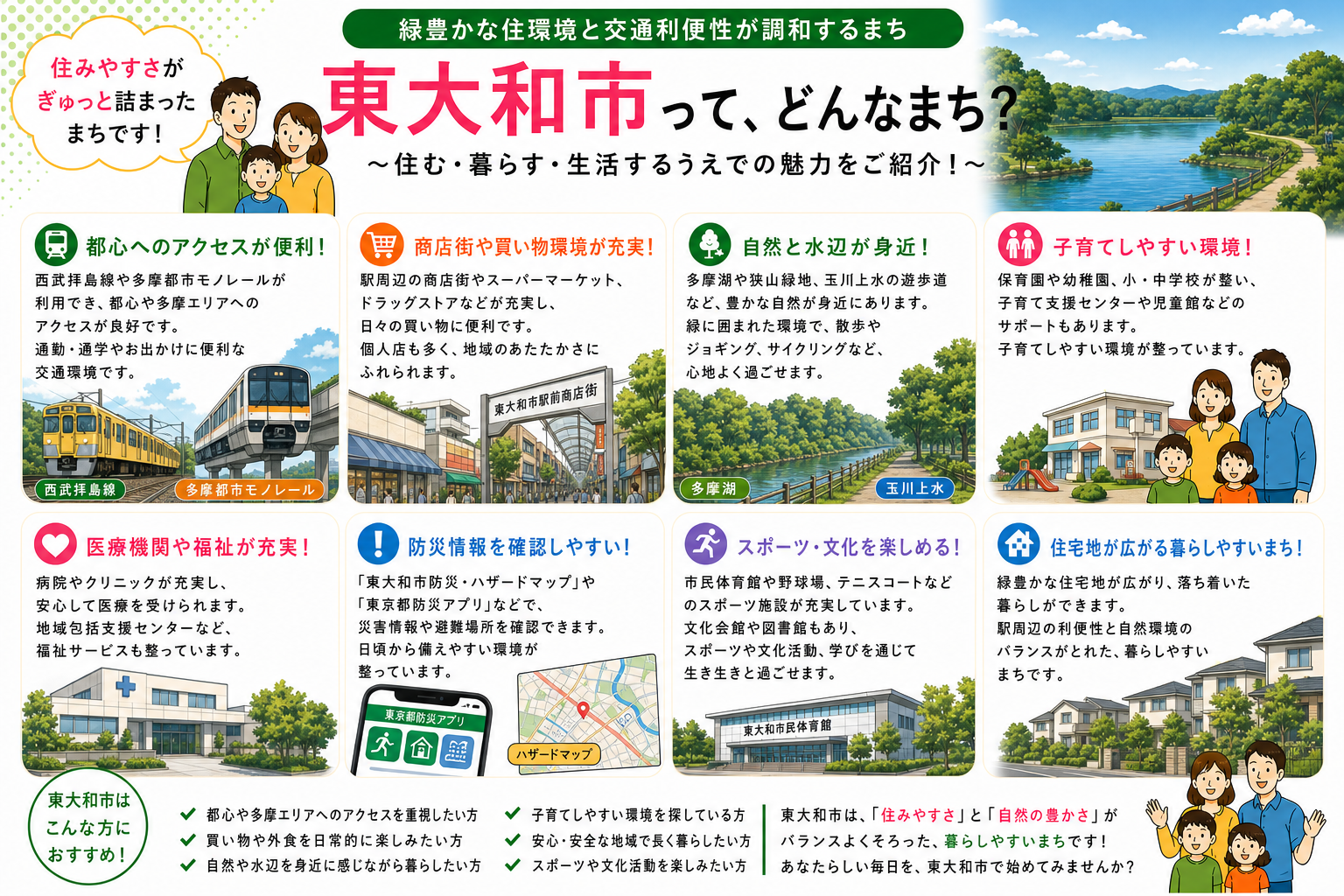 東京都東大和市の内窓工事 東大和市駅・玉川上水駅 周辺の住宅対応エリアイメージ