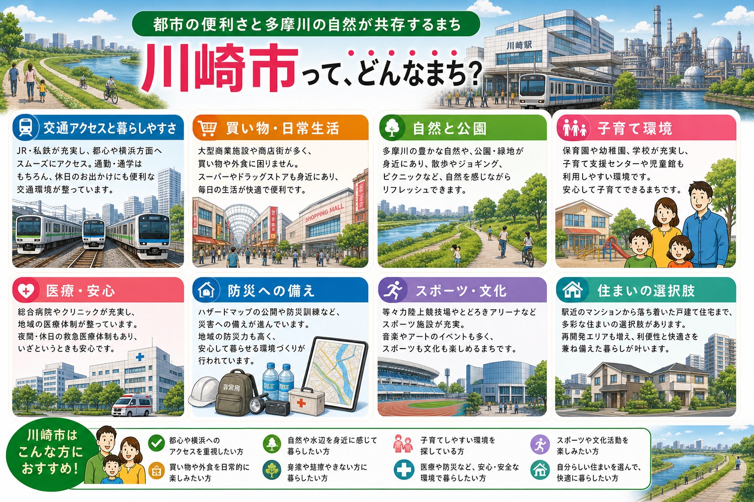 神奈川県川崎市の内窓工事 川崎駅・武蔵小杉駅 周辺の住宅対応エリアイメージ