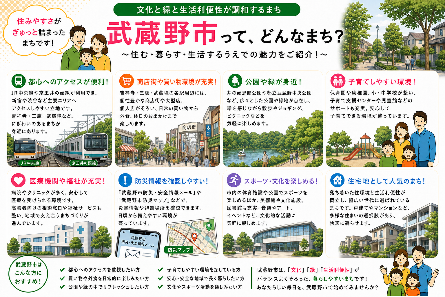 東京都武蔵野市の内窓工事 吉祥寺駅・三鷹駅 周辺の住宅対応エリアイメージ