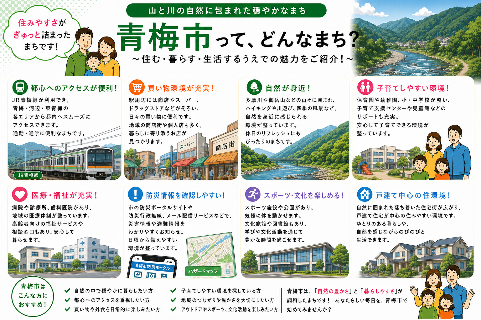 東京都青梅市の内窓工事 青梅駅・河辺駅 周辺の住宅対応エリアイメージ