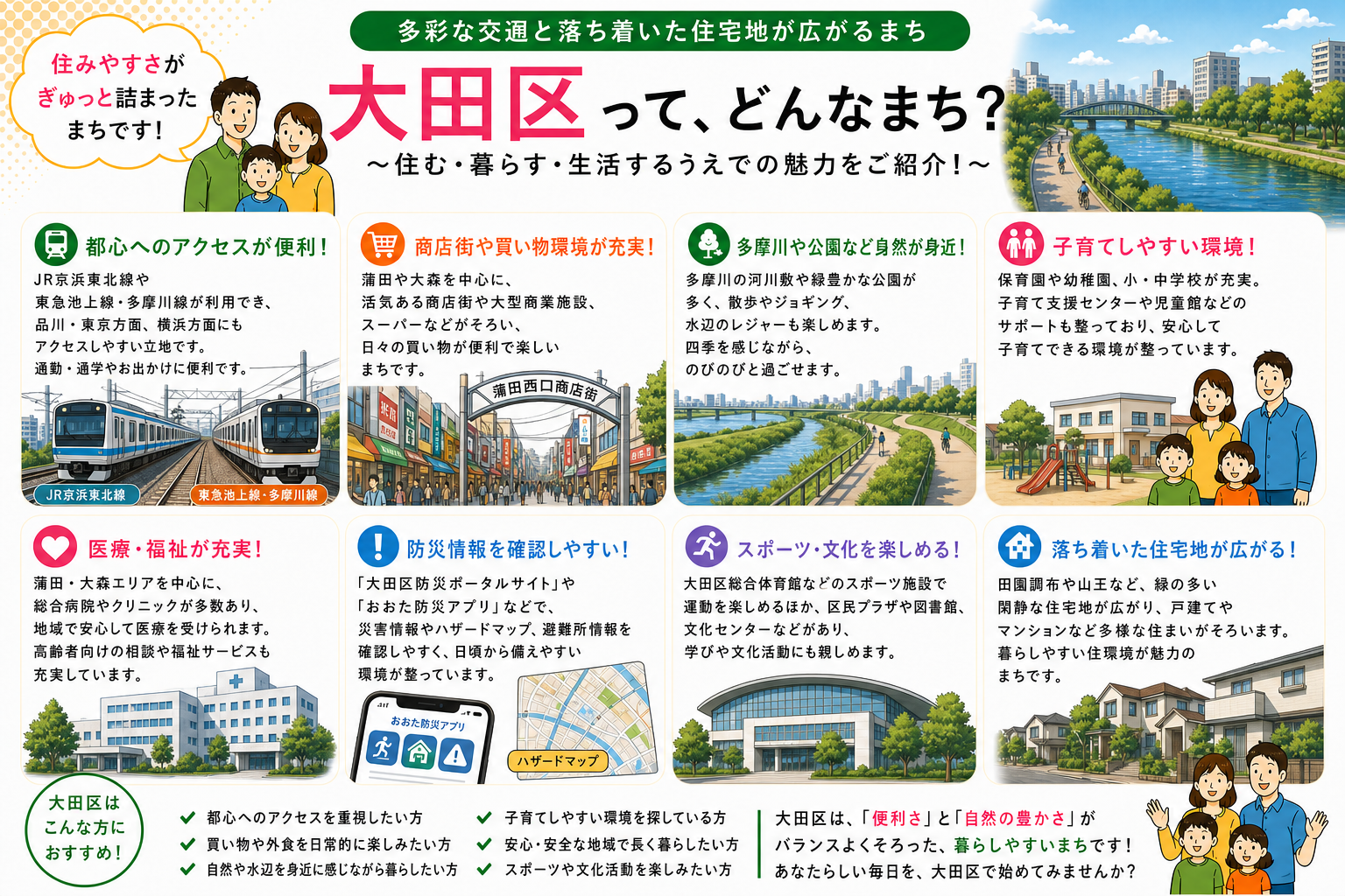 東京都大田区の内窓工事 蒲田駅・大森駅 周辺の住宅対応エリアイメージ