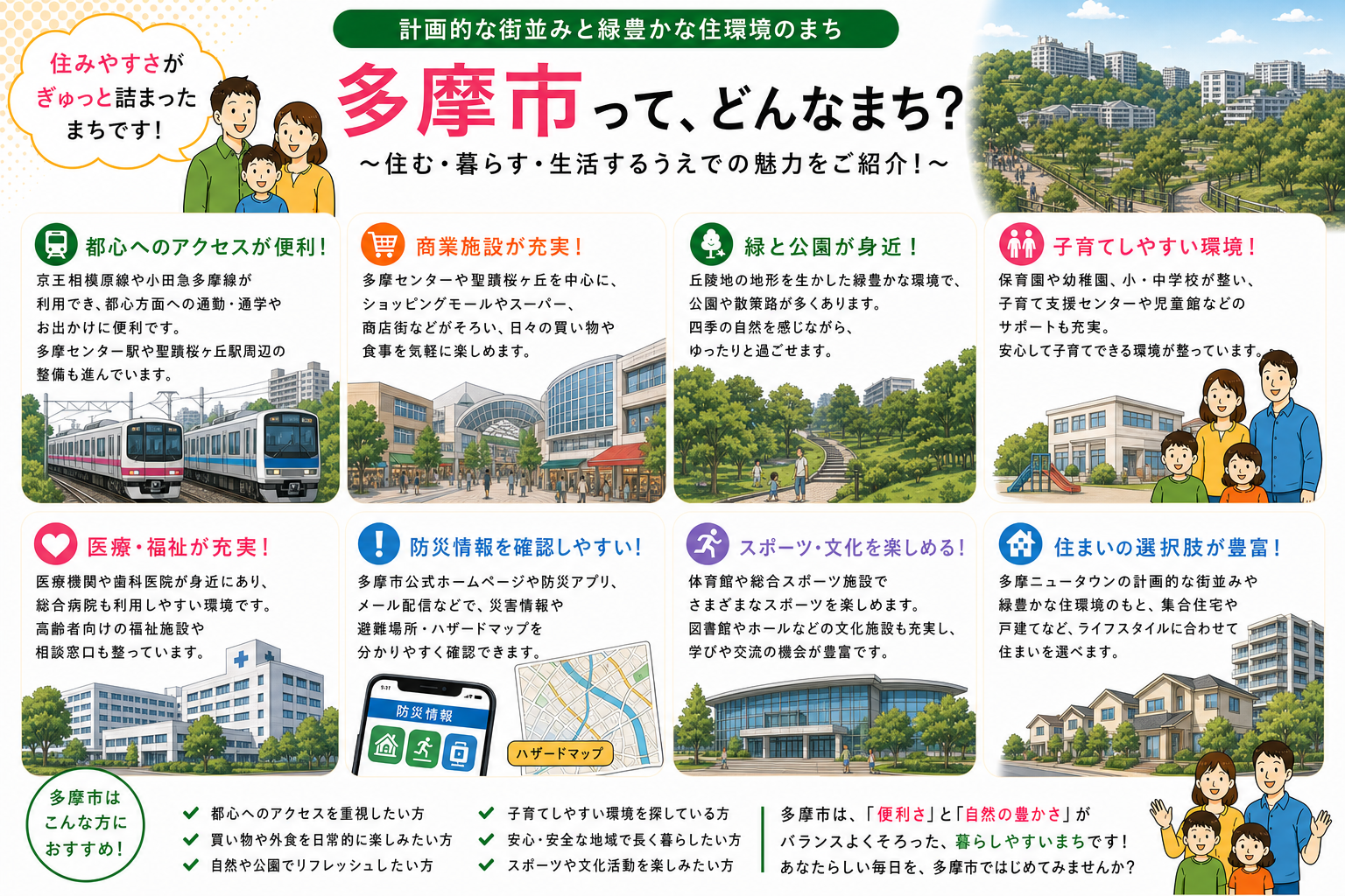 東京都多摩市の内窓工事 多摩センター駅・聖蹟桜ヶ丘駅 周辺の住宅対応エリアイメージ
