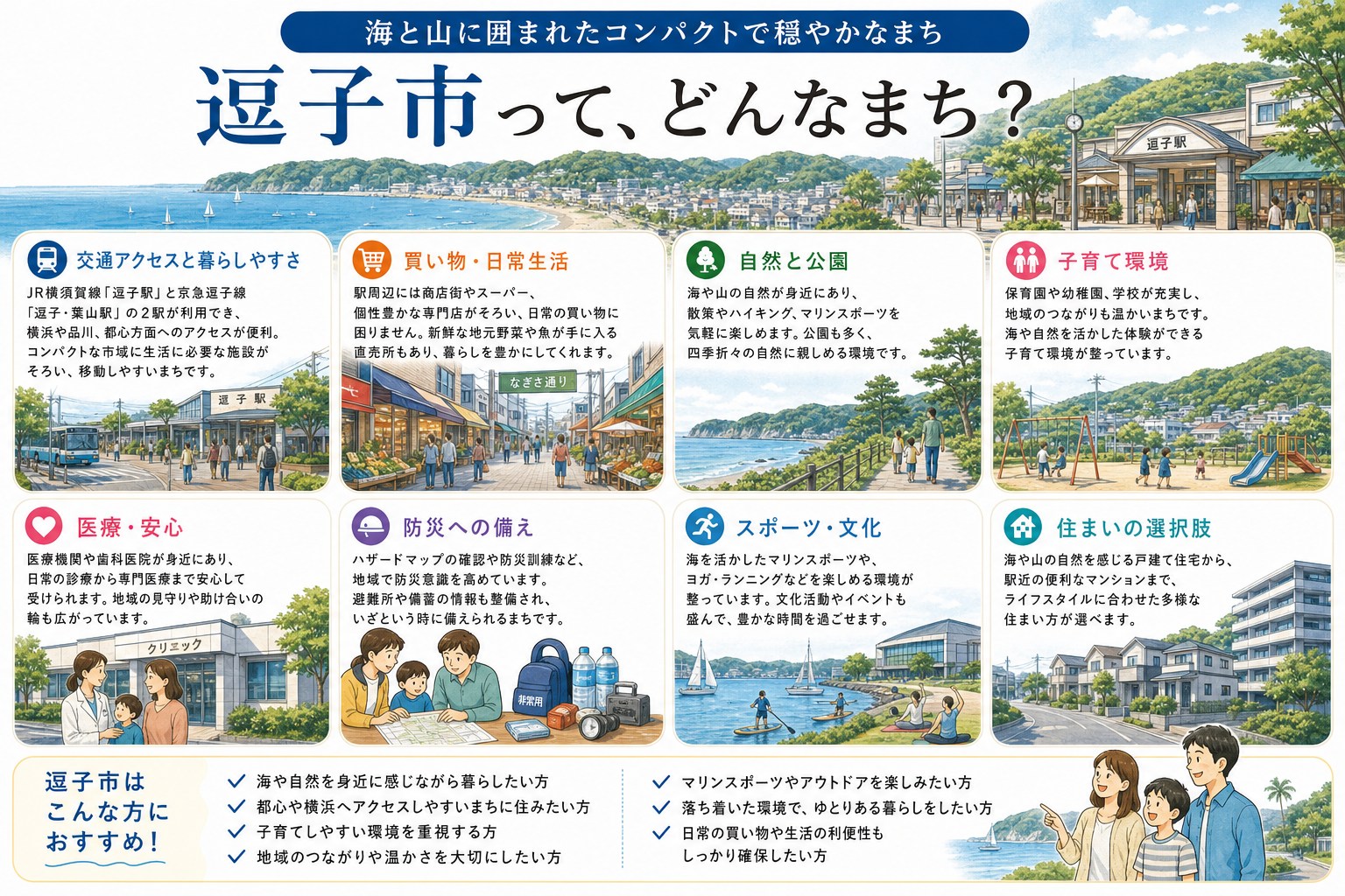 神奈川県逗子市の内窓工事 逗子駅・東逗子駅 周辺の住宅対応エリアイメージ