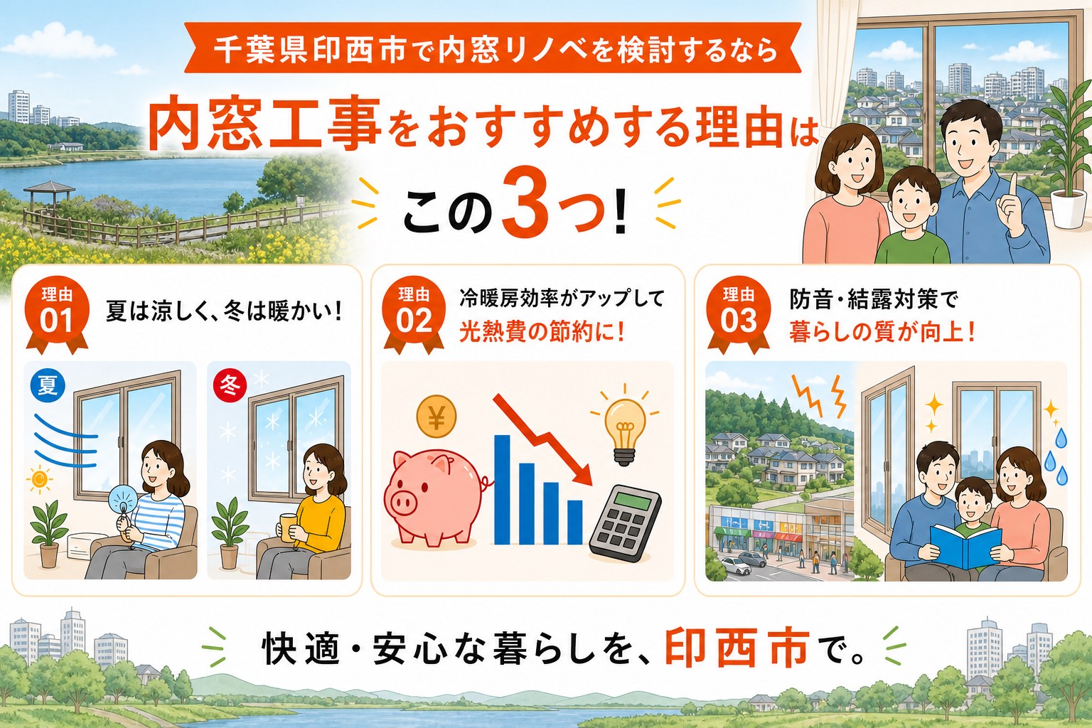 千葉県印西市の内窓工事と先進的窓リノベ2026事業の補助金活用イメージ