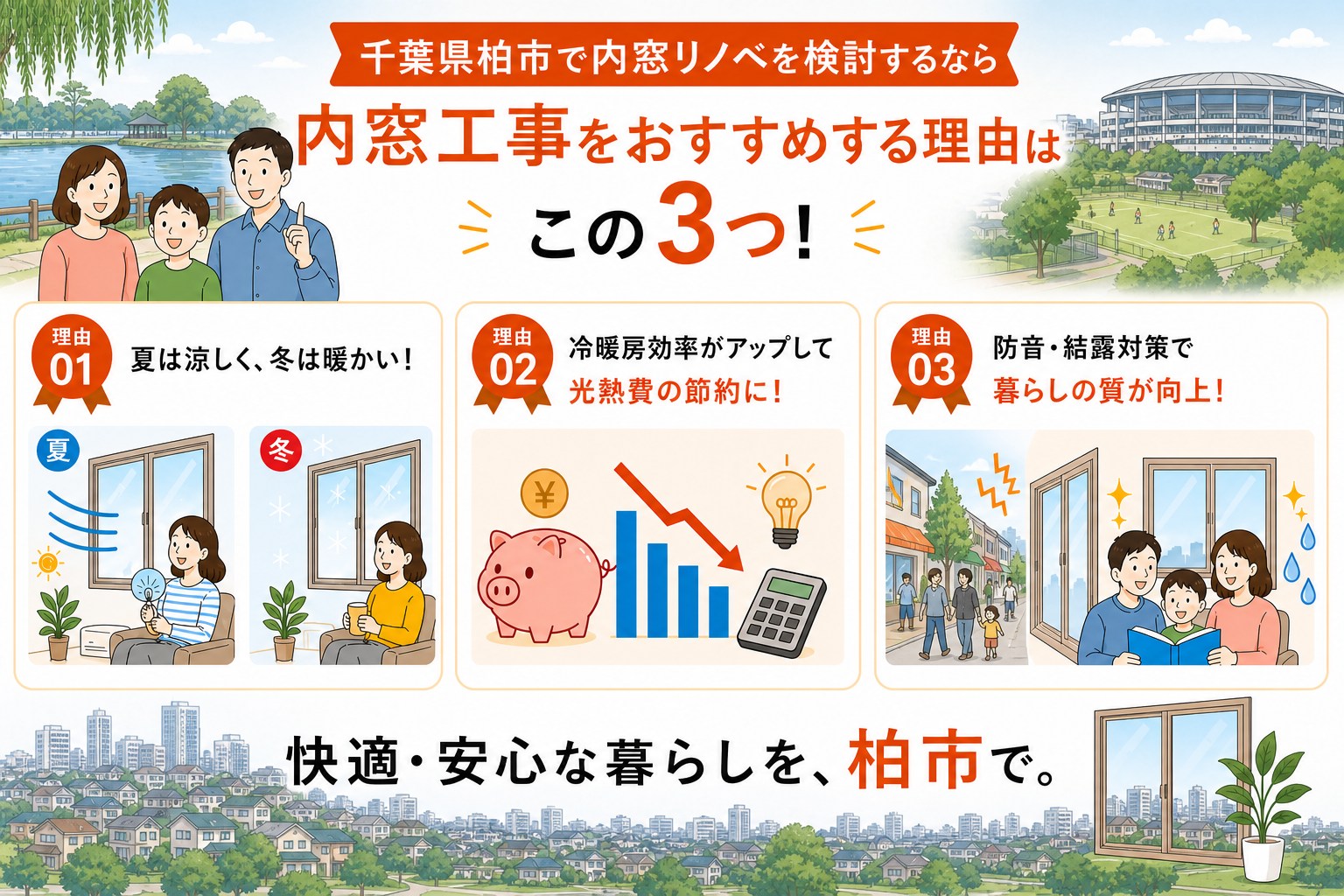 千葉県柏市の内窓工事と先進的窓リノベ2026事業の補助金活用イメージ