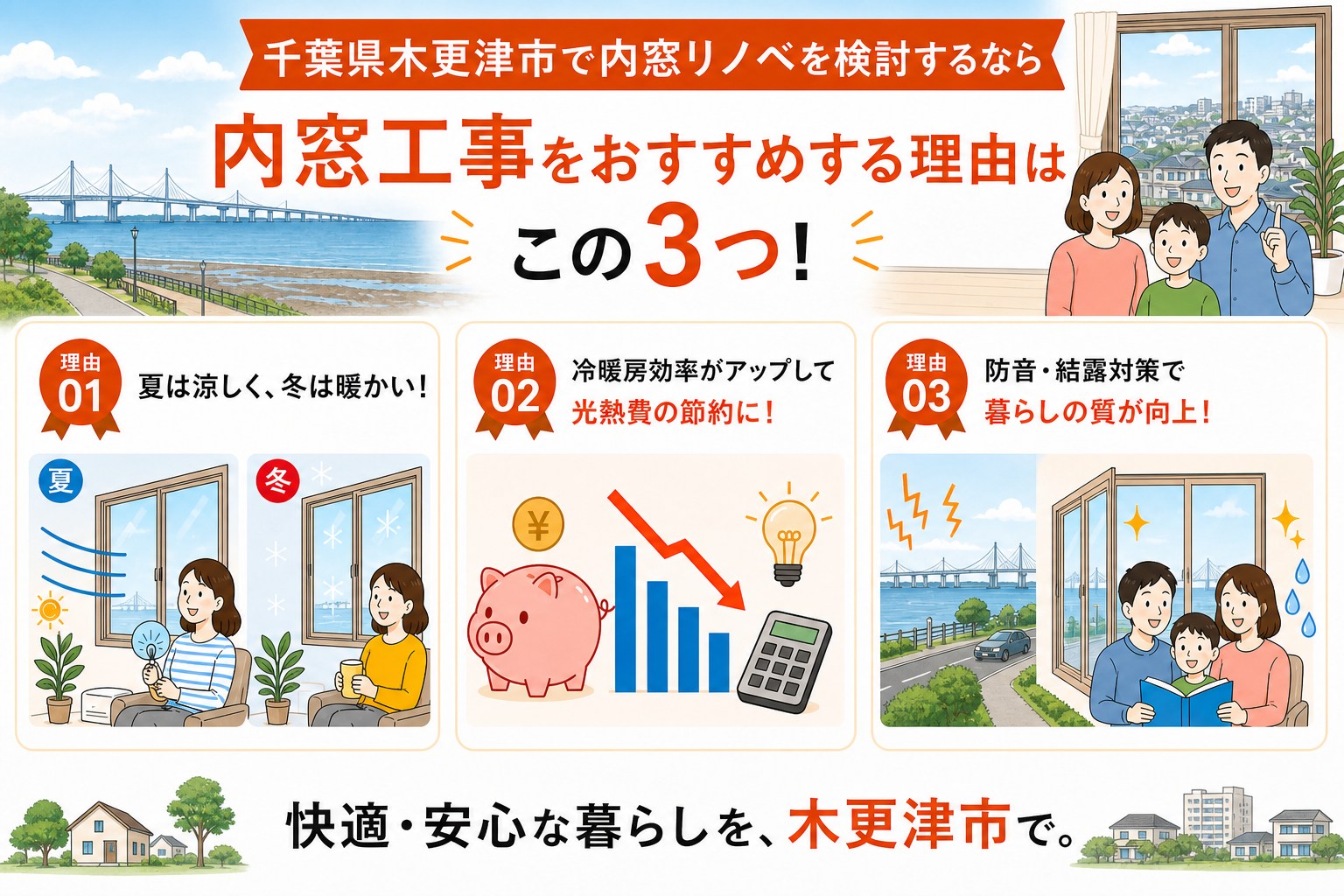 千葉県木更津市の内窓工事と先進的窓リノベ2026事業の補助金活用イメージ