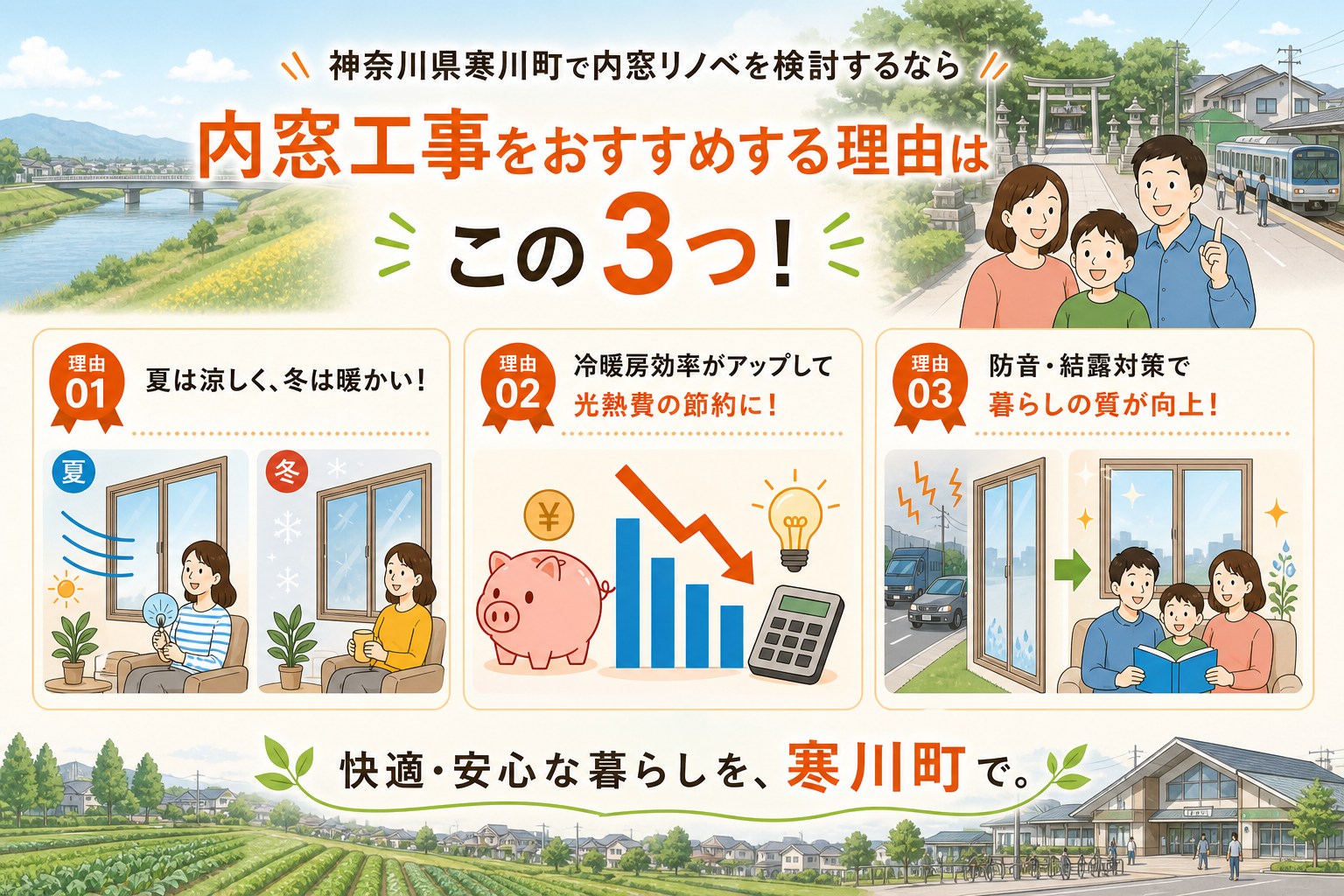 神奈川県寒川町の内窓工事と先進的窓リノベ2026事業の補助金活用イメージ