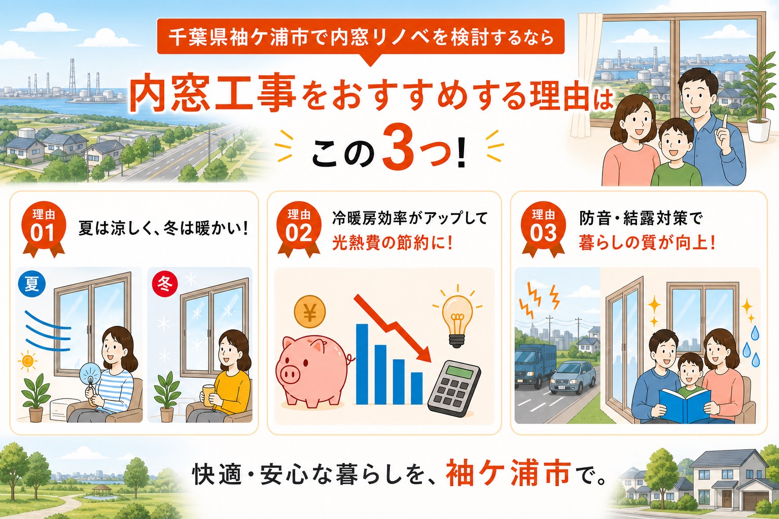 千葉県袖ケ浦市の内窓工事と先進的窓リノベ2026事業の補助金活用イメージ